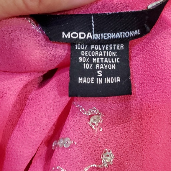 🌟 3 for $15 Deal! 🌟Moda international silver pink blouse S - Picture 5 of 5